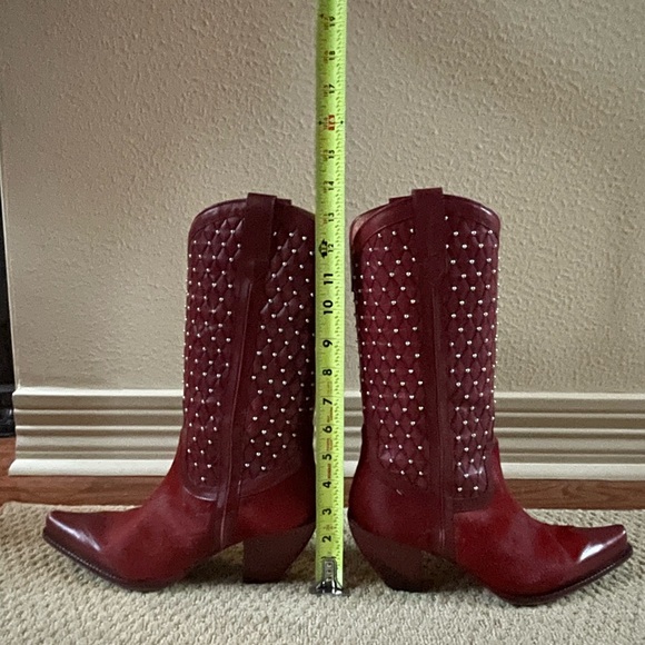 RARE Donald Pliner Ruby Red Hair On Hide Western Boots (8) - Picture 14 of 14